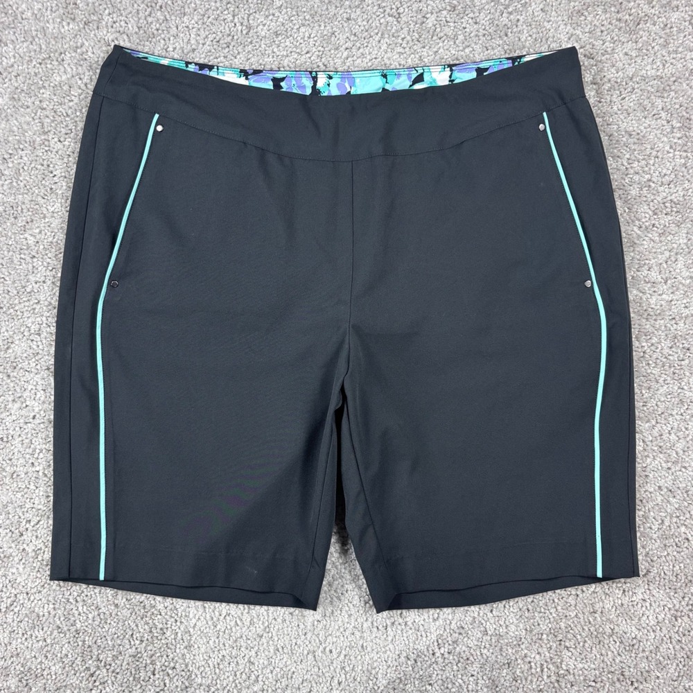Greg Norman ML75 Stretch Women Black Golf Shorts Size 14 Play Dry NWT